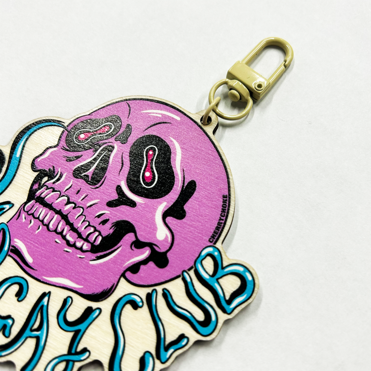 Sad Gay Club Puppyteeth Wood Keychain