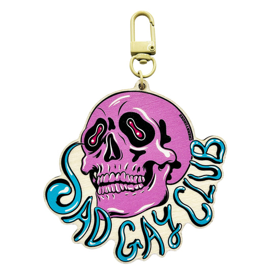 Sad Gay Club Puppyteeth Wood Keychain